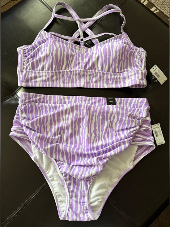 torrid Other - NWT Torrid rip tide stripe whisteria 2 pc bathing suit. Size 1 = 14/16 (1X)